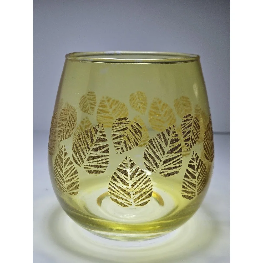 Autumn Leaf Votive Candle Holders Set of 3 Yellow Amber Green Vintage Small 4in